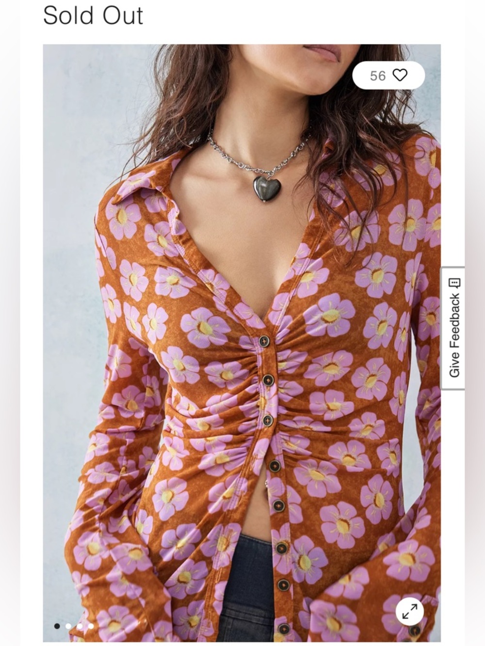 Free People Lucky Flower Shirt Size S